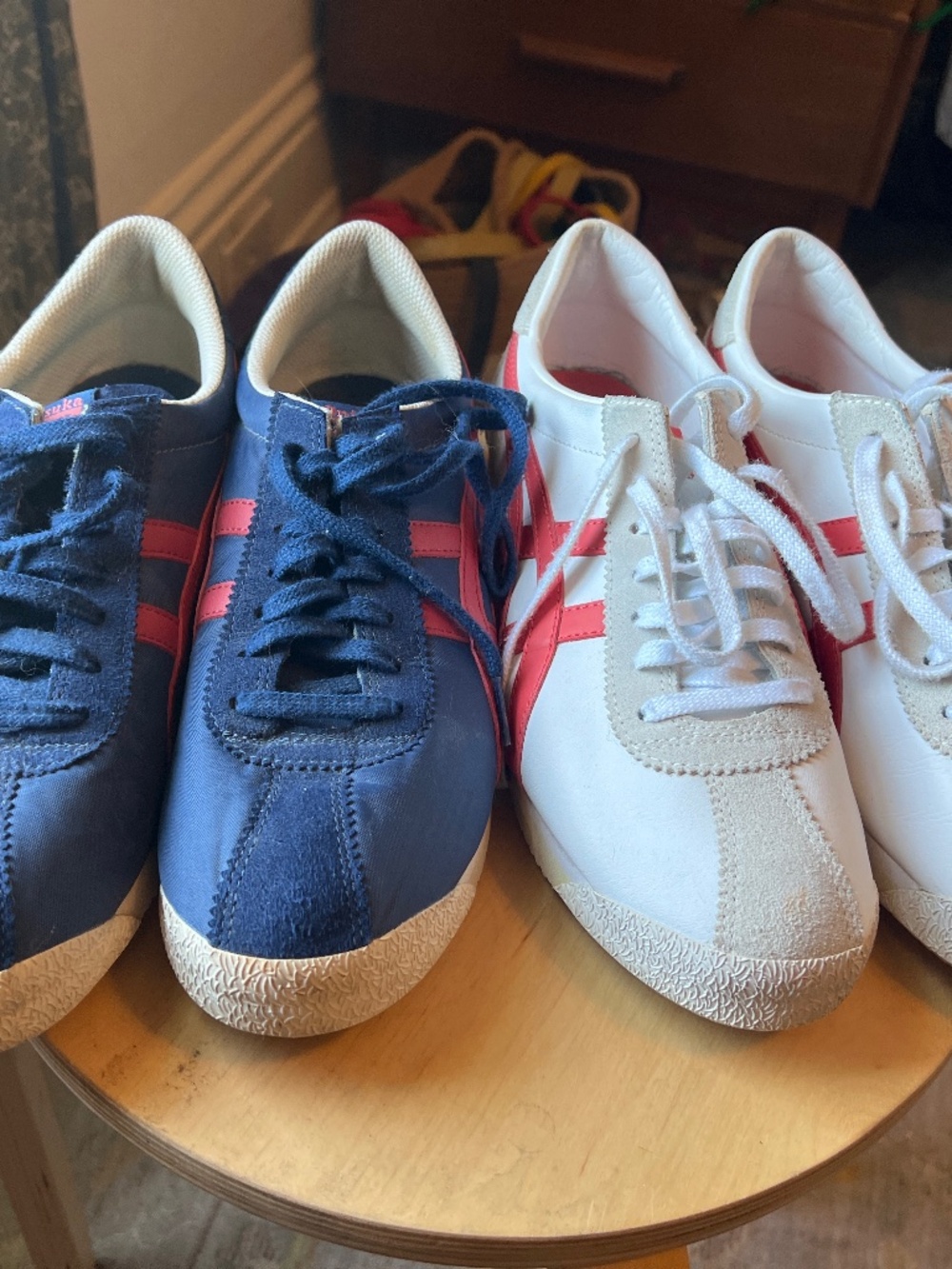 Onitsuka tiger corsair white leather and blue nylon sneakers